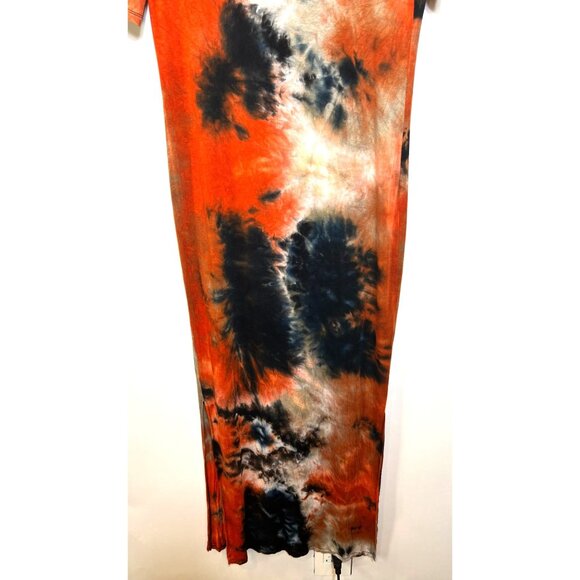 Fashion Nova Dropping The Games Tie Dye T-Shirt Dress Size Large Black Orange - Picture 7 of 10
